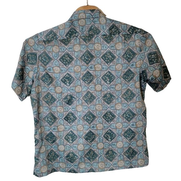 Tori Richard Button Up Dress‎ Shirt Size Large Men's Short Sleeve Polyester Blue - Picture 3 of 5